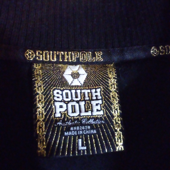 SOUTH POLE Premium Designer Full Zip Embroidered Studded Jacket Men's L Black - Picture 13 of 16